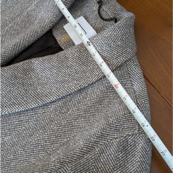 AYR Lunar Wool/Cashmere Tweed Wrap Belt Jacket In Light Grey Herringbone, size S - Picture 6 of 10